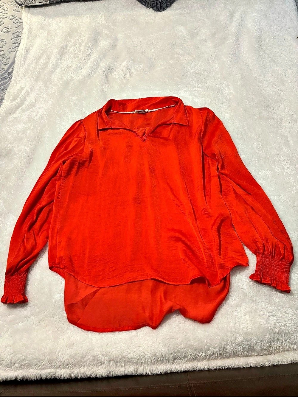 Umgee Long Sleeve Blouse in Orange Size Medium